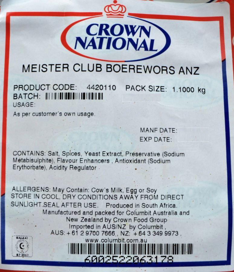Crown National - Meister Club Boerewors Premix