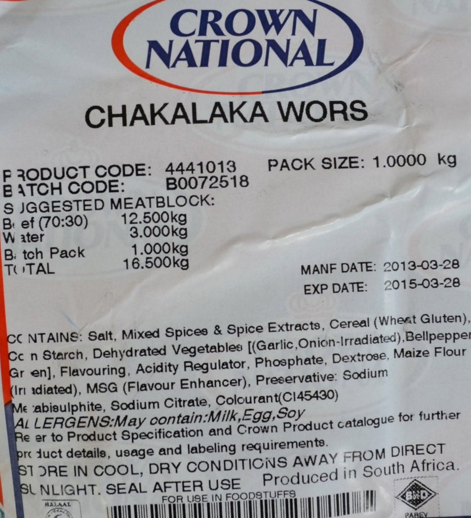 Crown National - Spice Mix Seasoning - Chakalaka Wors